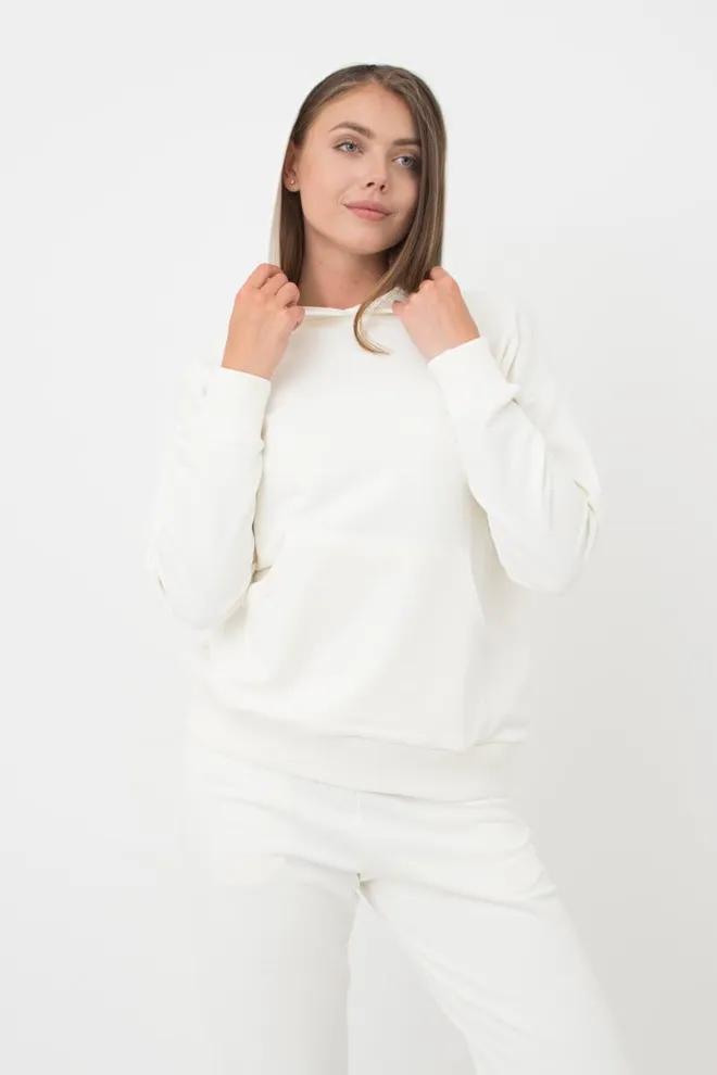 Женский худи из хлопка Sweatshirt sport 4409/160 Giulia (milk)