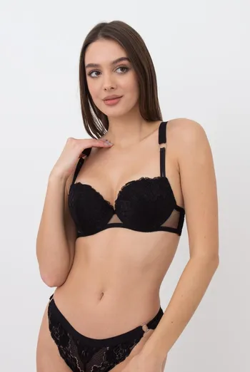 Мереживний бюстгальтер з формованими чашками Sweet plum 1152/32 Giulia (black)