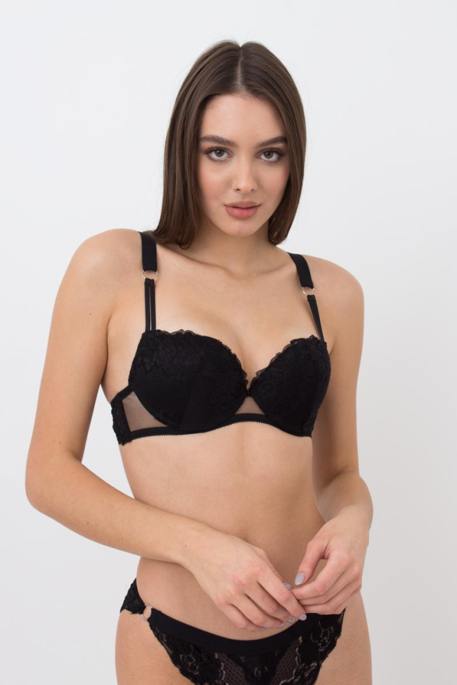 Мереживний бюстгальтер з формованими чашками Sweet plum 1152/32 Giulia (black)