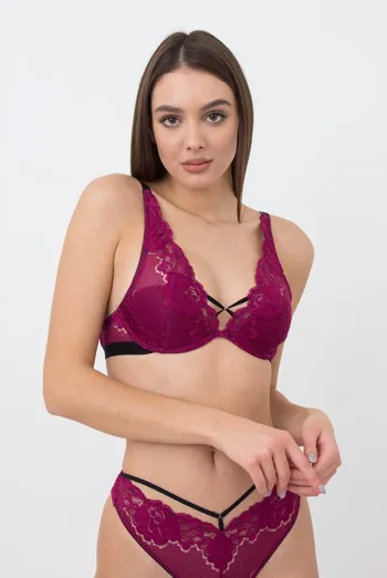 Мереживний бюстгальтер на кісточках Sweet plum 1252/31 Giulia (plum) Мереживний бюстгальтер на кісточках Sweet plum 1252/31 Giulia (plum)