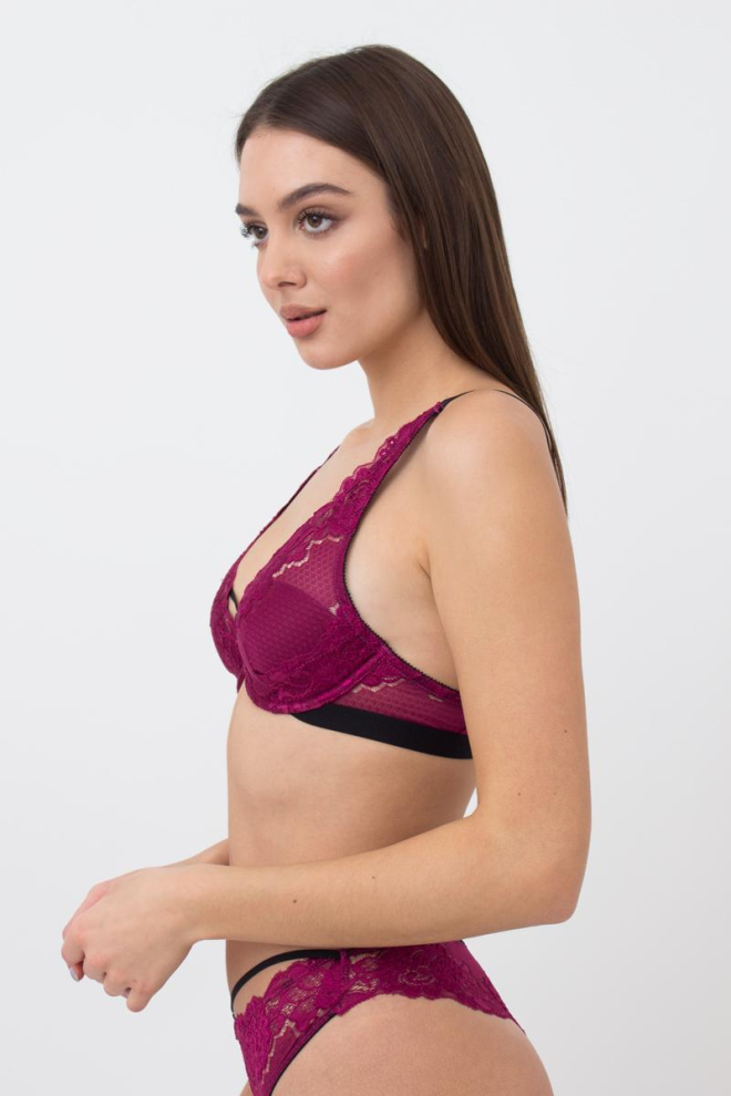 Мереживний бюстгальтер на кісточках Sweet plum 1252/31 Giulia (plum)