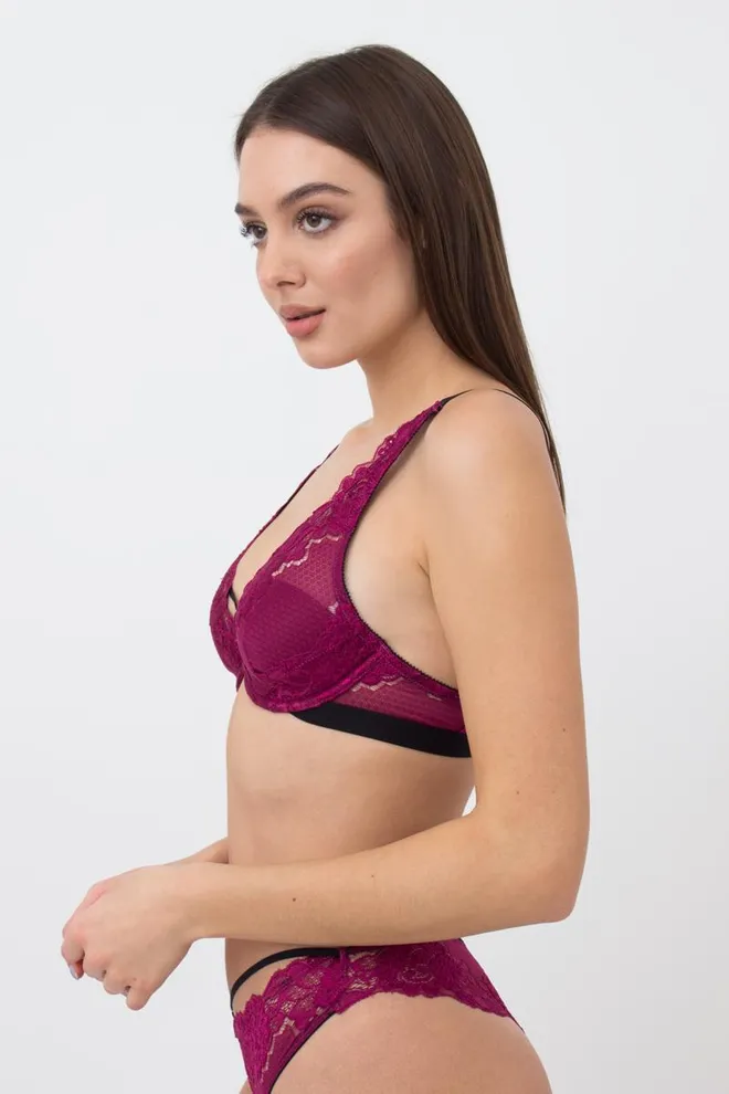 Кружевной бюстгальтер на косточках Sweet plum 1252/31 Giulia (plum)