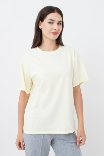Женская хлопковая футболка T-shirt basic 4806/010 Giulia (milk), бежевый Женская хлопковая футболка T-shirt basic 4806/010 Giulia (milk), бежевый