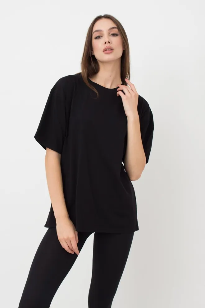 Жіноча бавовняна футболка T-shirt basic 4806/010 Giulia (black)