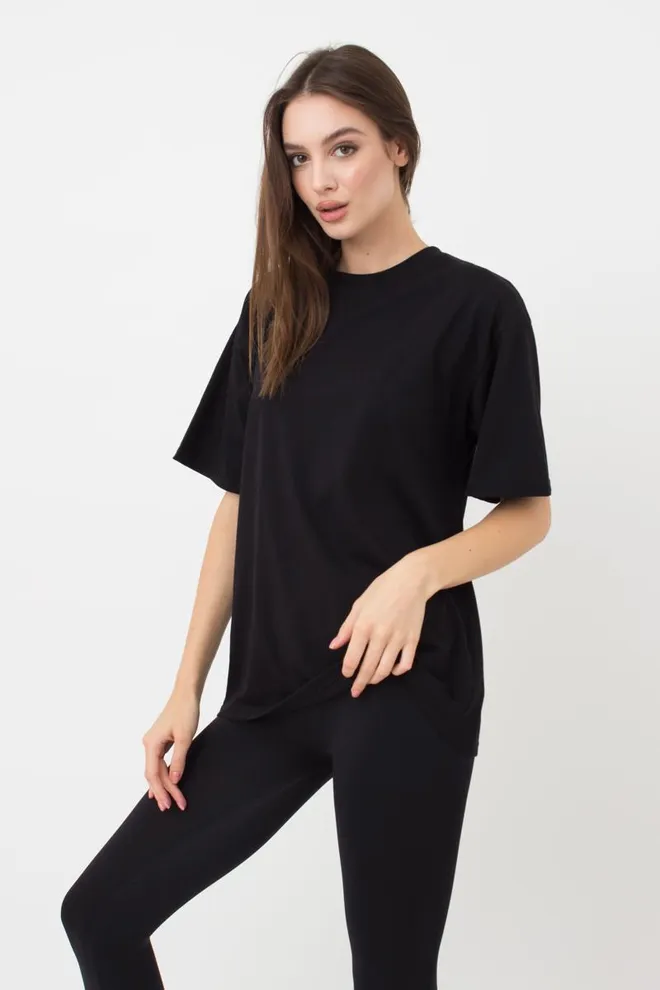 Жіноча бавовняна футболка T-shirt basic 4806/010 Giulia (black)
