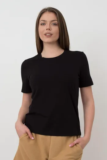 Футболка женская хлопковая T-shirt Classic 4802/010 Giulia (black), черный