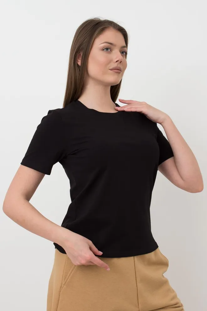 Футболка женская хлопковая T-shirt Classic 4802/010 Giulia (black), черный