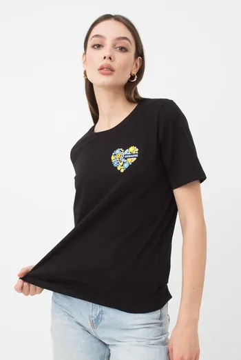 Футболка женская T-shirt print 4802/60 Giulia (black/heart)