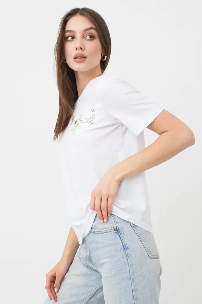 Футболка жіноча T-shirt print 4802/60 Giulia (white/crossword)