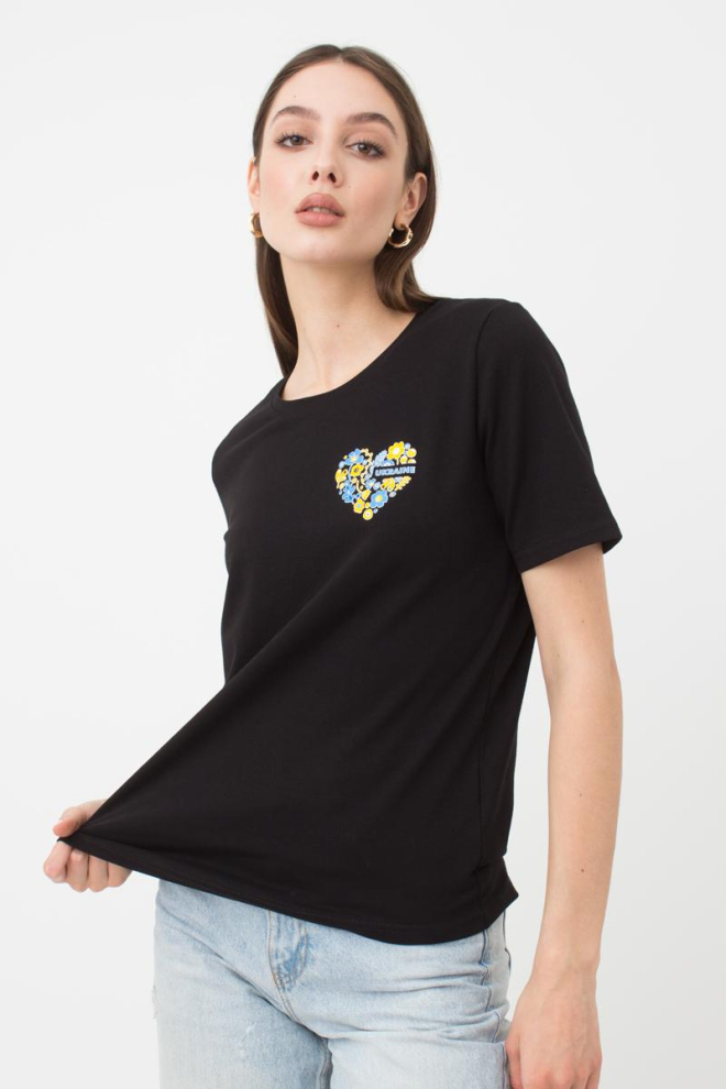 Футболка жіноча T-shirt print 4802/60 Giulia (black/heart)