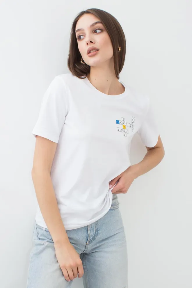Футболка жіноча T-shirt print 4802/60 Giulia (white/crossword)