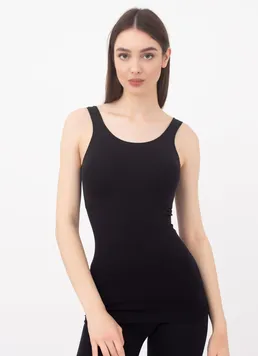 Майка женская бесшовная на широких бретелях Tank Giulia (black), чёрный