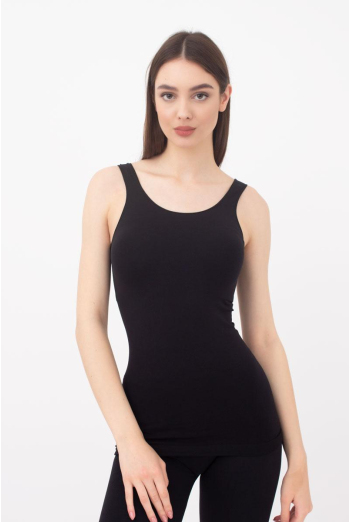 Майка женская бесшовная на широких бретелях Tank Giulia (black), чёрный