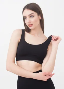 Бесшовный топ на широких бретелях Tank top Giulia (black), черный