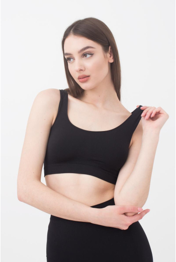 Бесшовный топ на широких бретелях Tank top Giulia (black), черный