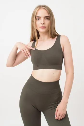 Безшовний топ на широких бретелях Tank top Giulia (khaki), зелений
