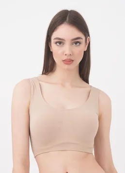 Бесшовный топ на широких бретелях Tank top Giulia (naturale), бежевый