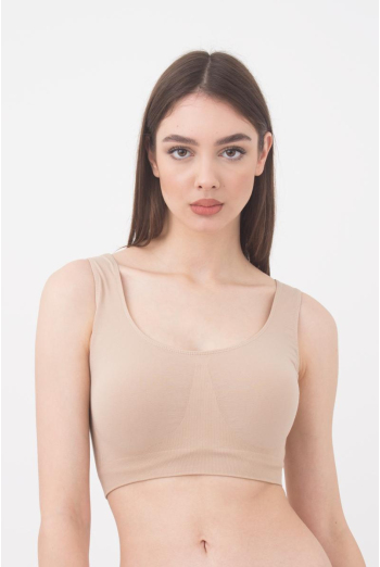 Бесшовный топ на широких бретелях Tank top Giulia (naturale), бежевый