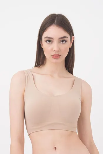 Бесшовный топ на широких бретелях Tank top Giulia (naturale), бежевый