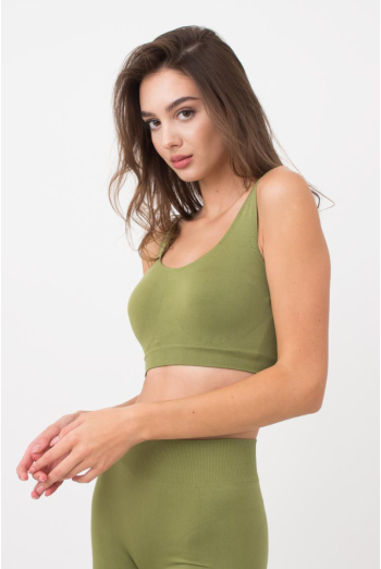 Безшовний топ на широких бретелях Tank top Giulia (olive branch)