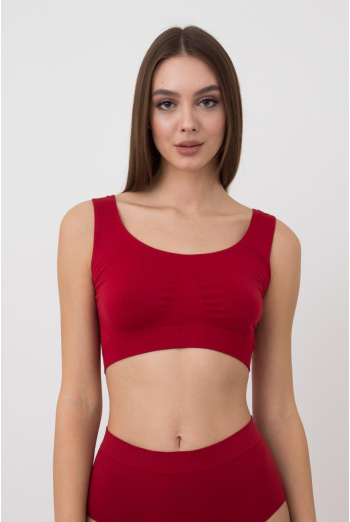 Безшовний топ на широких бретелях Tank top Giulia (winery), бордовий