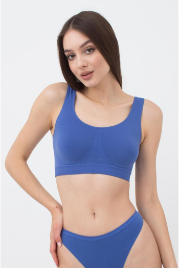 Безшовний топ на широких бретелях Tank top Giulia (skydiver), синій