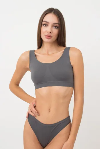 Бесшовный топ на широких бретелях Tank top Giulia (poppy seed), серый