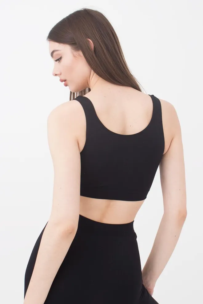 Безшовний топ на широких бретелях Tank top Giulia (black), чорний