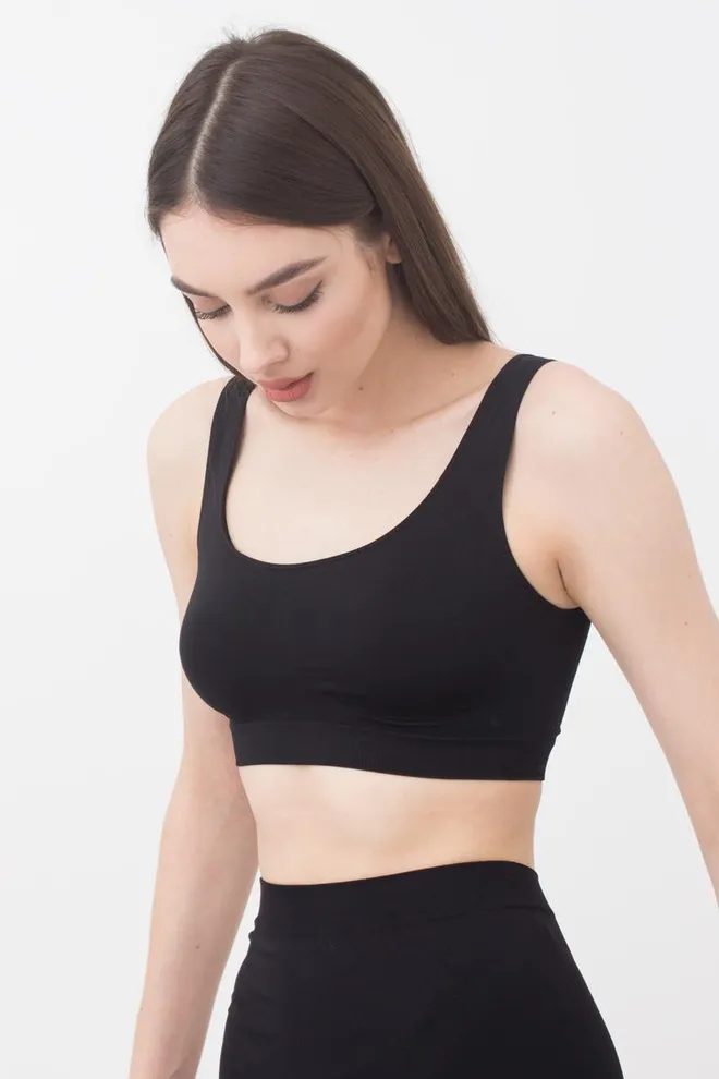 Безшовний топ на широких бретелях Tank top Giulia (black), чорний