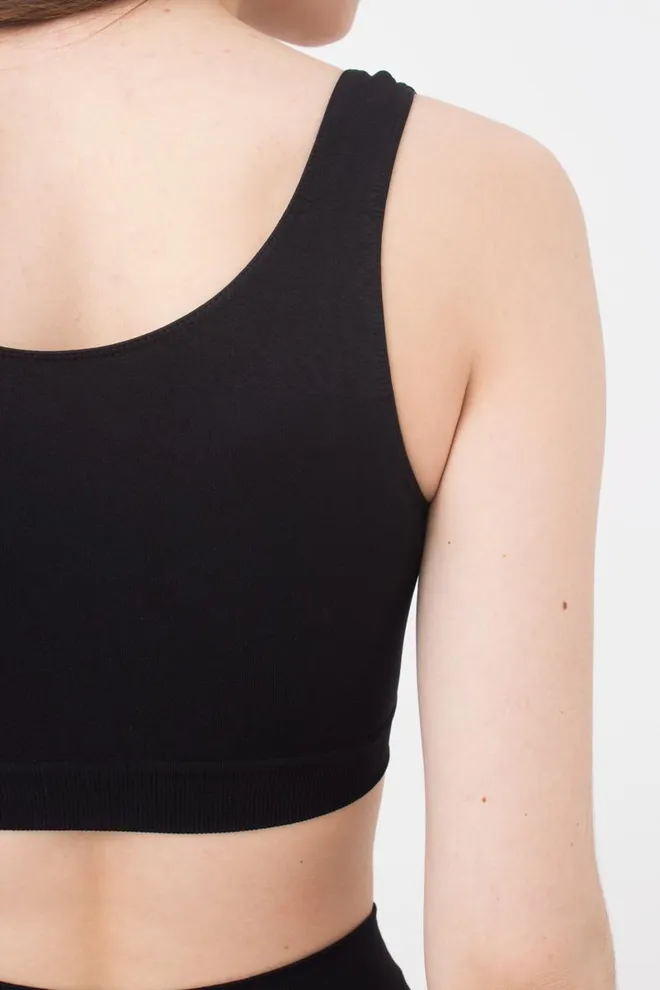 Безшовний топ на широких бретелях Tank top Giulia (black), чорний