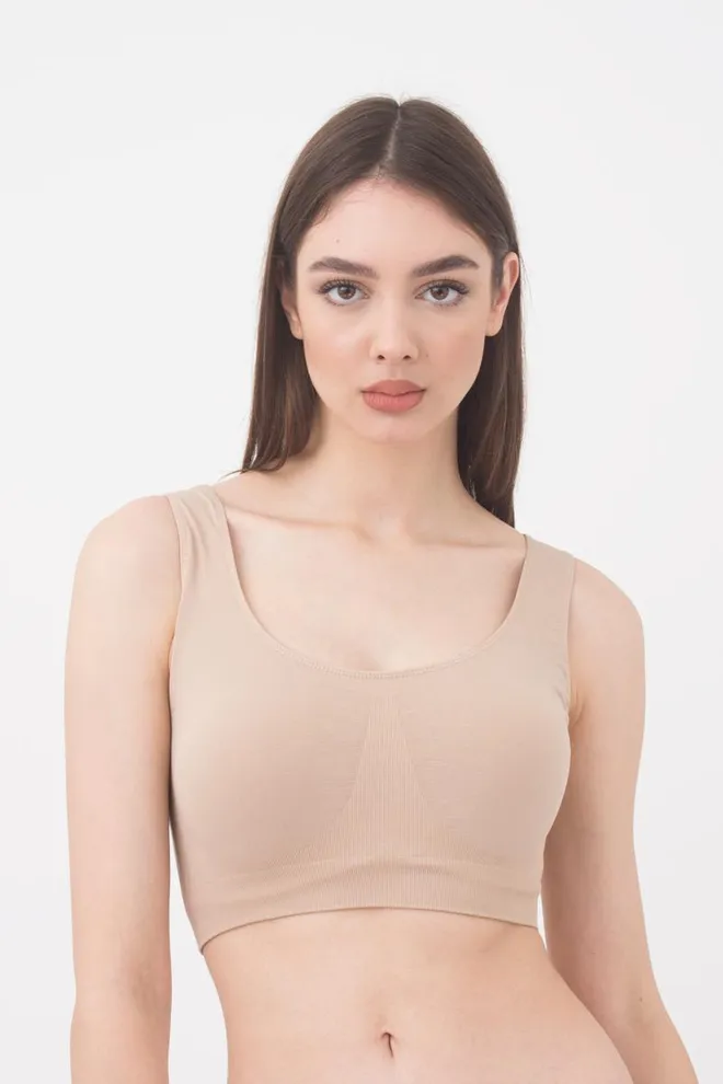 Безшовний топ на широких бретелях Tank top Giulia (naturale), бежевий