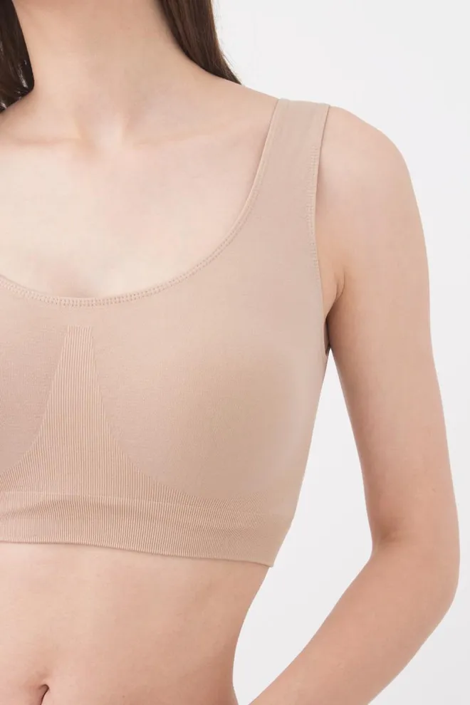 Безшовний топ на широких бретелях Tank top Giulia (naturale), бежевий