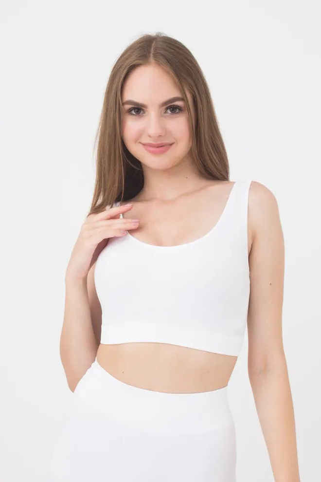 Безшовний топ на широких бретелях Tank top Giulia (white), білий