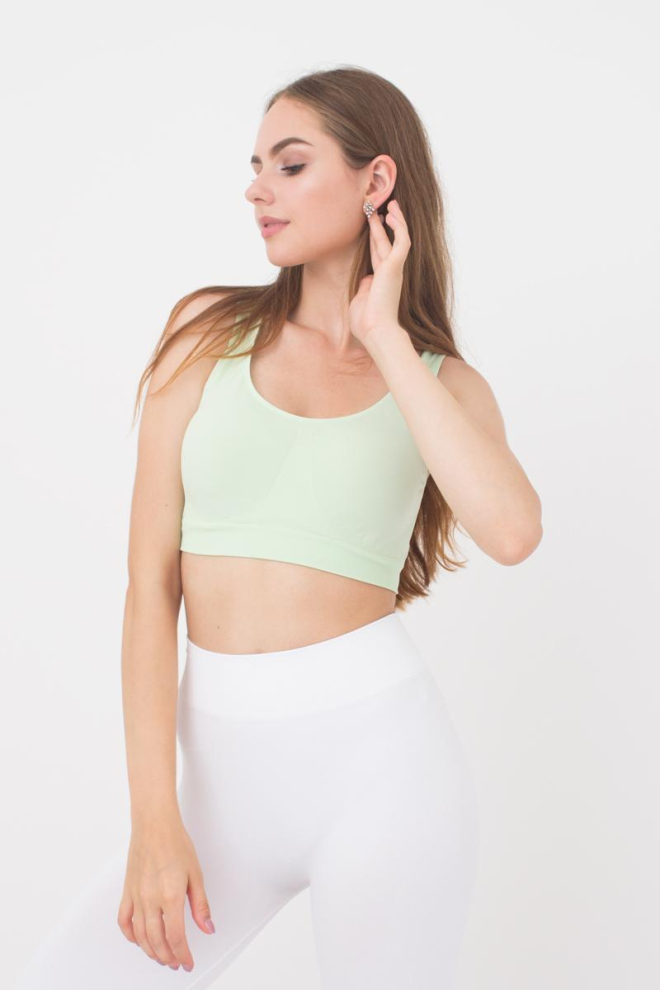 Безшовний топ на широких бретелях Tank top Giulia (green ash), зелений