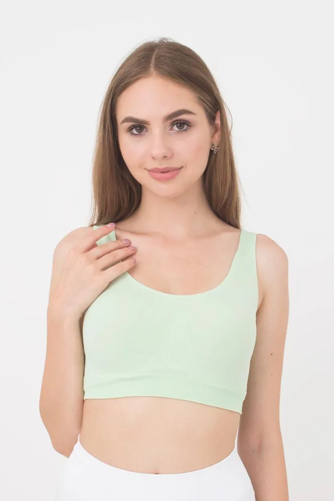 Безшовний топ на широких бретелях Tank top Giulia (green ash), зелений