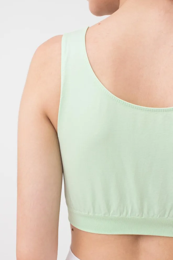 Безшовний топ на широких бретелях Tank top Giulia (green ash), зелений