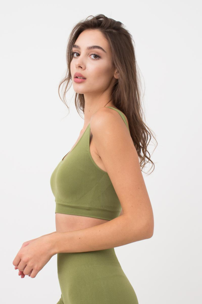 Безшовний топ на широких бретелях Tank top Giulia (olive branch)