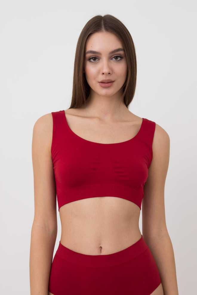 Безшовний топ на широких бретелях Tank top Giulia (winery), бордовий