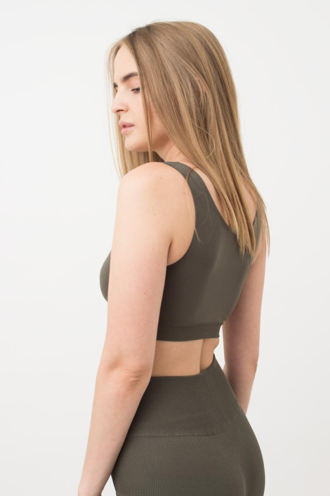 Безшовний топ на широких бретелях Tank top Giulia (khaki), зелений