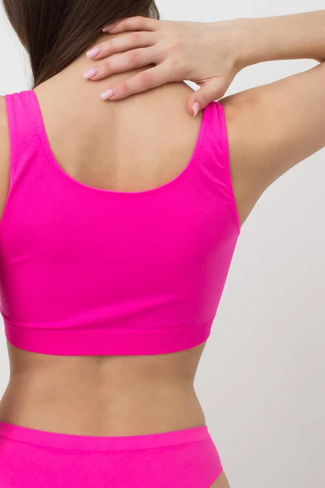 Безшовний топ на широких бретелях Tank top Giulia (pink neon)