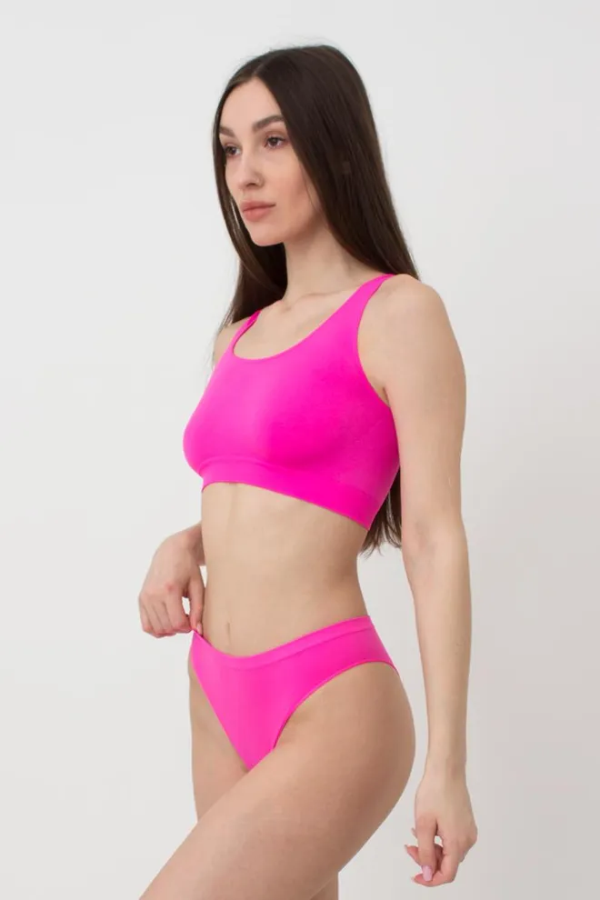 Безшовний топ на широких бретелях Tank top Giulia (pink neon)