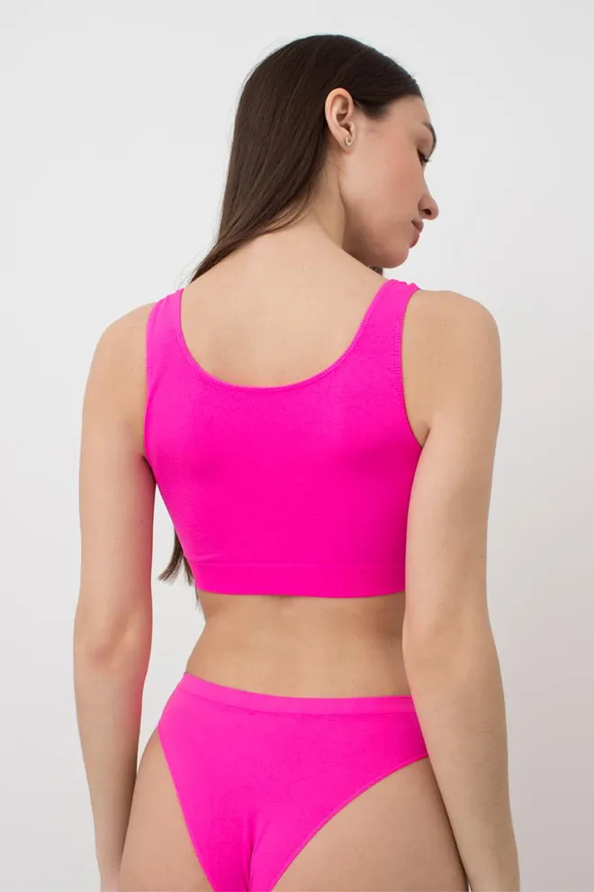 Безшовний топ на широких бретелях Tank top Giulia (pink neon)