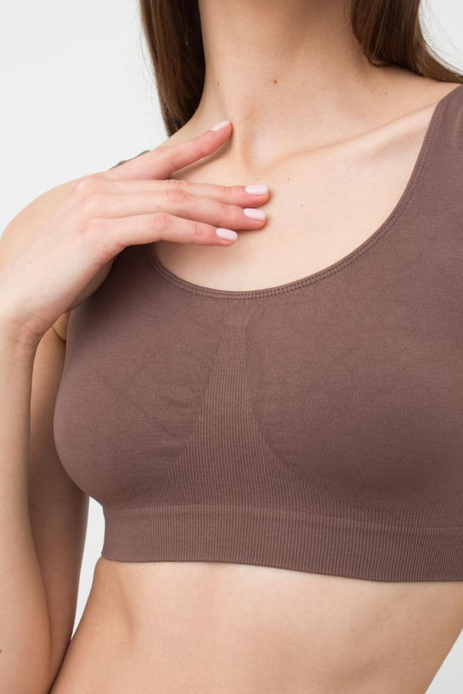 Безшовний топ на широких бретелях Tank top Giulia (deep taupe), коричневий