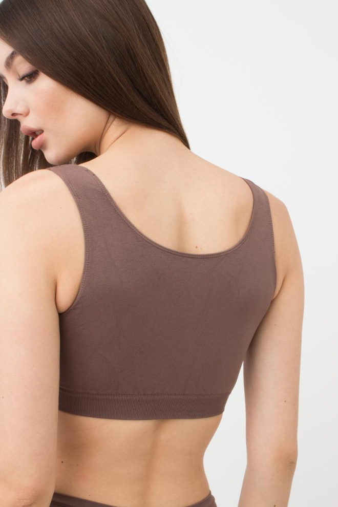 Безшовний топ на широких бретелях Tank top Giulia (deep taupe), коричневий