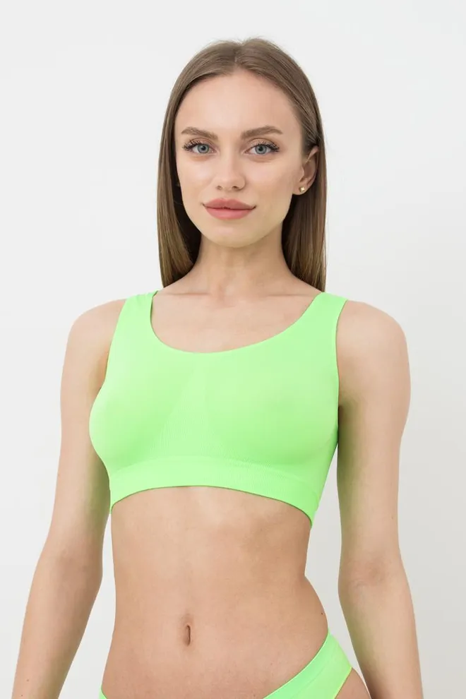 Безшовний топ на широких бретелях Tank top Giulia (green neon), зелений