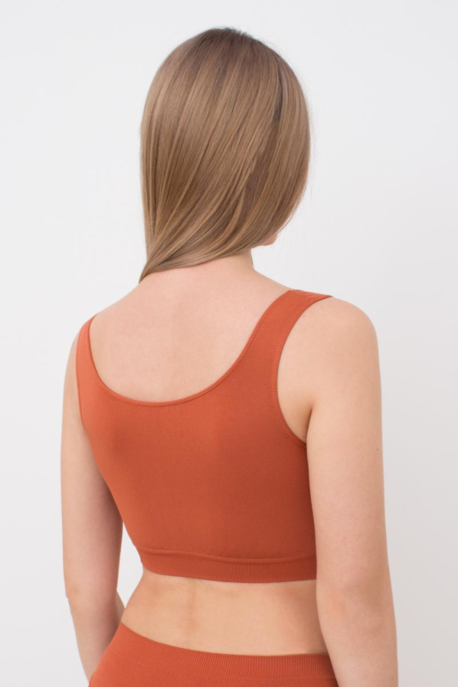 Безшовний топ на широких бретелях Tank top Giulia (burnt sienna), помаранчевий