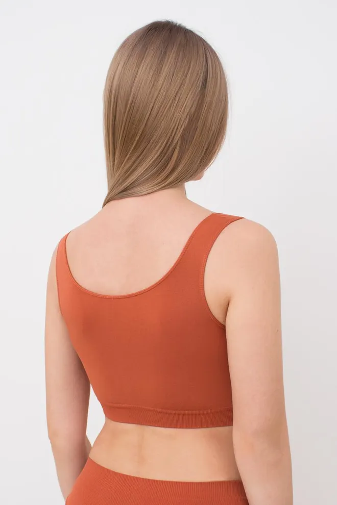 Бесшовный топ на широких бретелях Tank top Giulia (burnt sienna), оранжевый