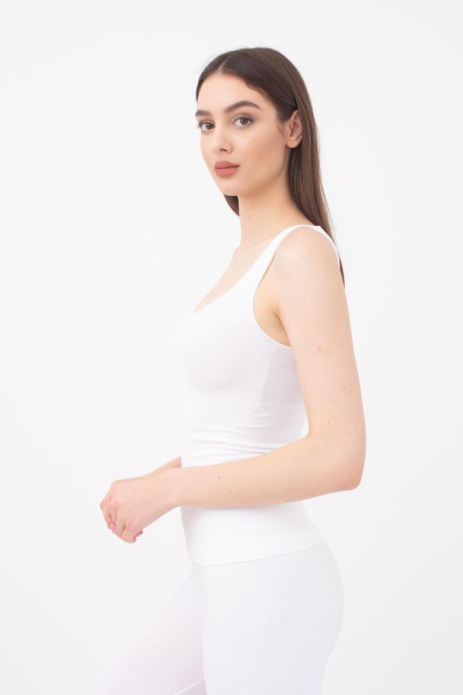 Майка женская бесшовная на широких бретелях Tank Giulia (white), белый