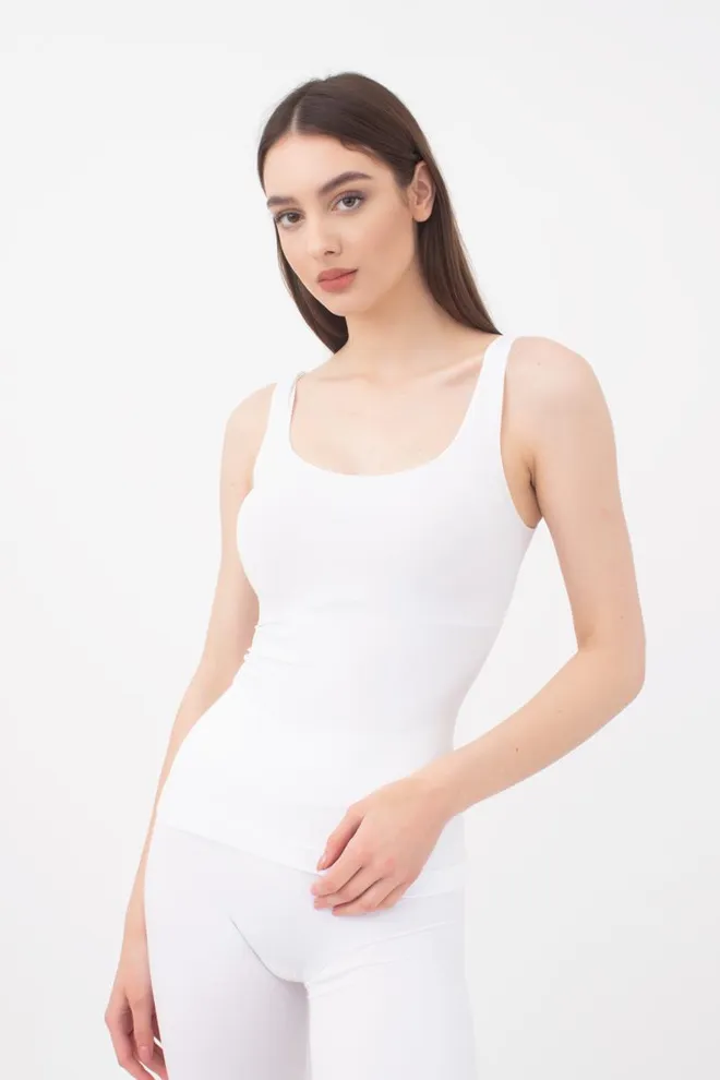 Майка жіноча безшовна на широких бретелях Tank Giulia (white), білий