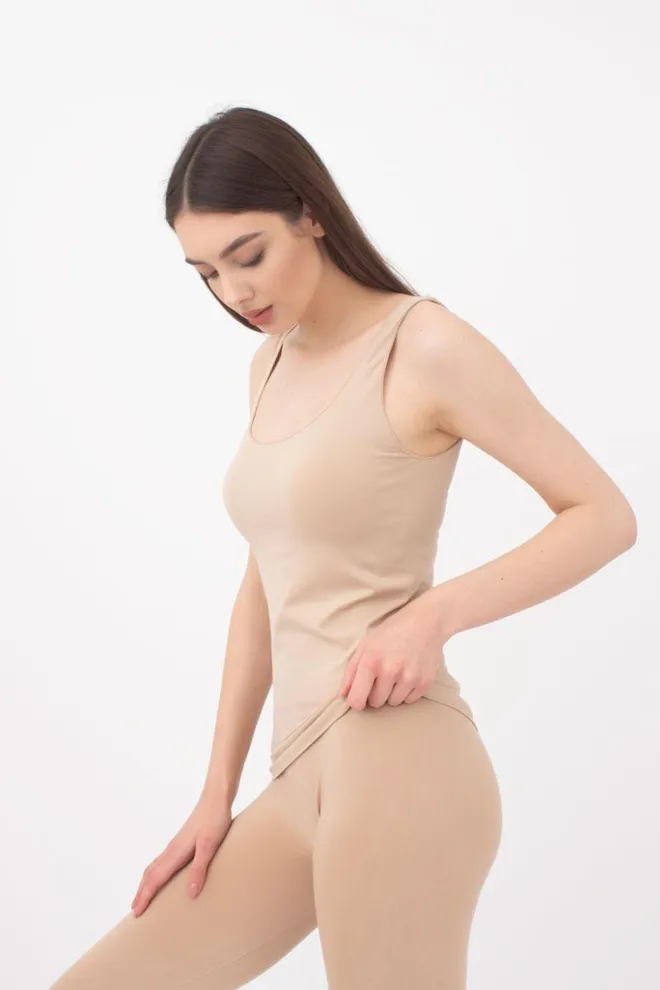 Майка жіноча безшовна на широких бретелях Tank Giulia (naturale), бежевий